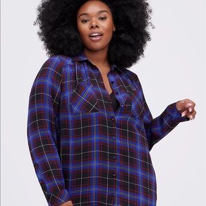 Torrid 4X blue plaid shirt